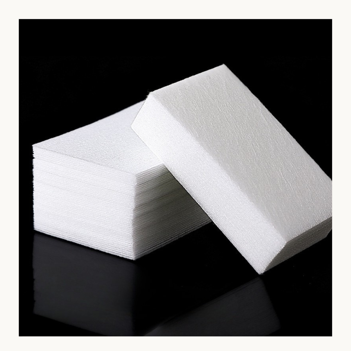 Lint free cotton nail wipes for gel polish removal and acetone use in nail salons