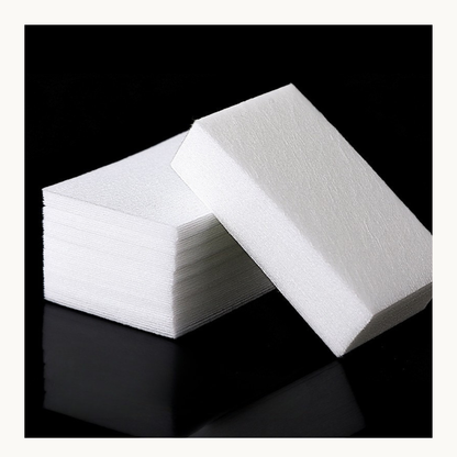 Lint free cotton nail wipes for gel polish removal and acetone use in nail salons