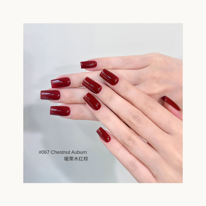 MODING M067 Chestnut Auburn gel polish — warm chestnut reddish-brown nails