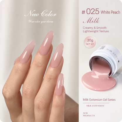 NF x TAYE Milky Nude Self-Leveling Builder Series Pot Gel 30g – 025 White Peach【HEMA & TPO Free】