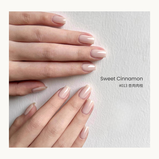 Sweet Cinnamon gel nail polish manicure with warm pink-beige nails