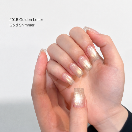 Golden Letter sheer champagne-gold shimmery nail color gel manicure