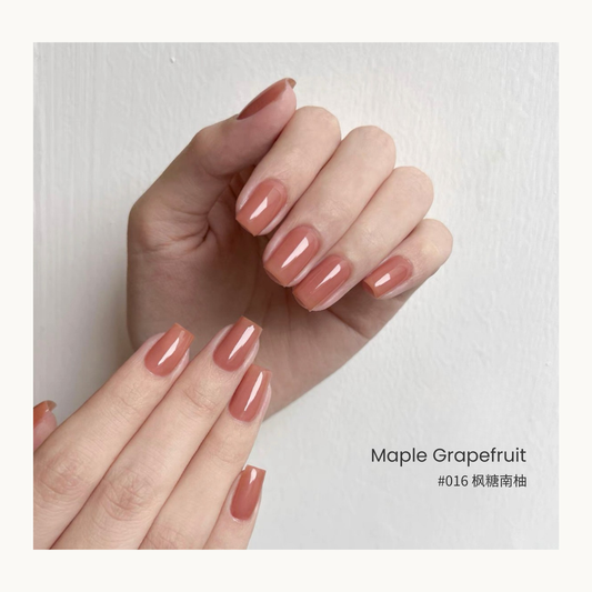 Maple grapefruit coral gel nail polish manicure