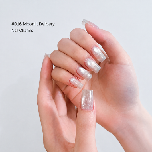 Moonlit Delivery sheer silver-white shimmery nail color gel manicure