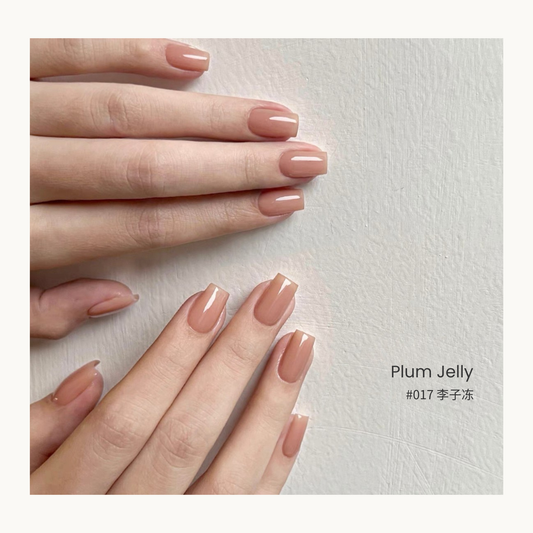 Plum Jelly nail color gel manicure on two sets of hands