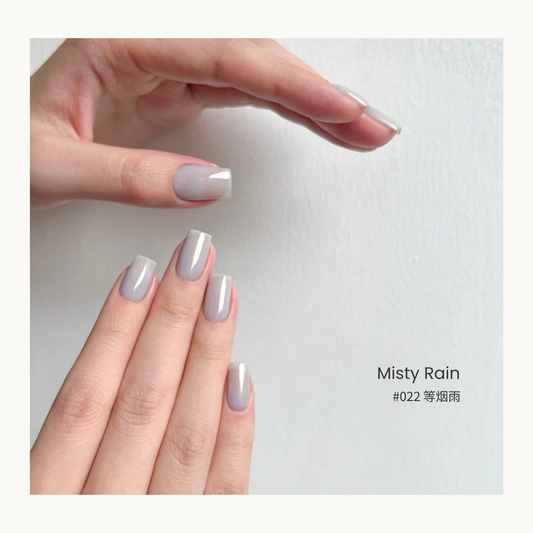 Misty Rain nail color gel manicure on two hands