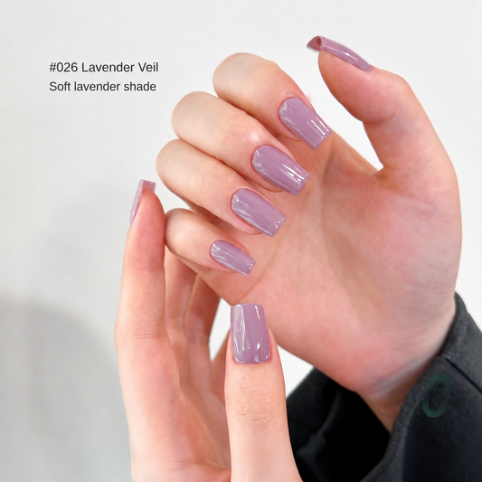 Lavender Veil gel nail color manicure on square-shaped nails