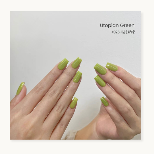Utopian Green #028 gel polish manicure with lime green nails