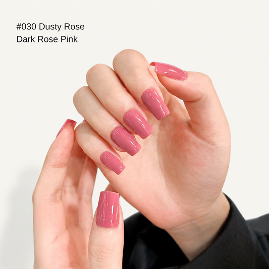 Dusty Rose gel nail color manicure on square-shaped nails