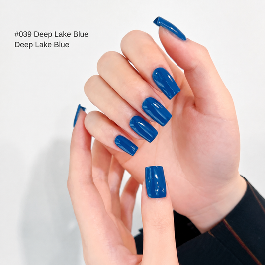 Deep Lake Blue deep cobalt glossy nail color gel manicure