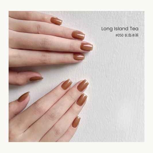 Long Island Tea nail color gel manicure on two sets of hands