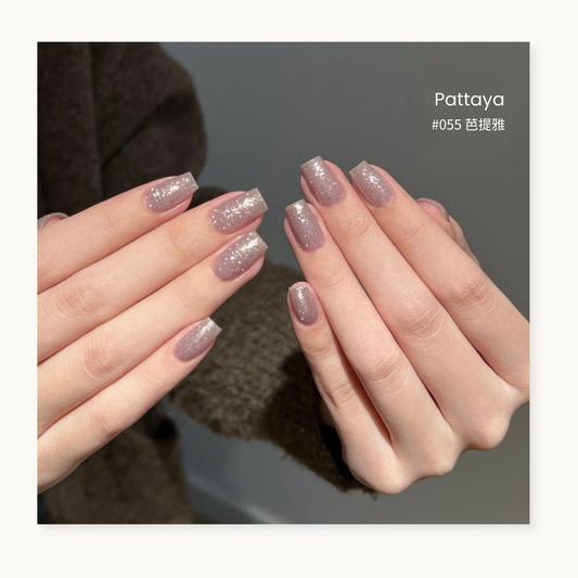Pattaya glitter gel nail polish manicure in mauve pink