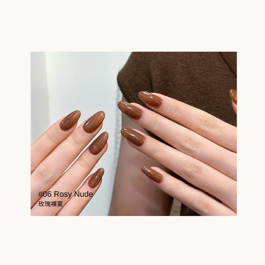 Sheer rosy nude gel manicure in the Rosy Nude shade