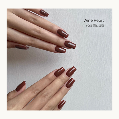 0-additive formula MODING “WÚ 無” Scarlet Chagall Collection Bottle Gel #066 Wine Pear 酒心红梨, deep pear-red shade with fine luster, perfect for autumn manicures.