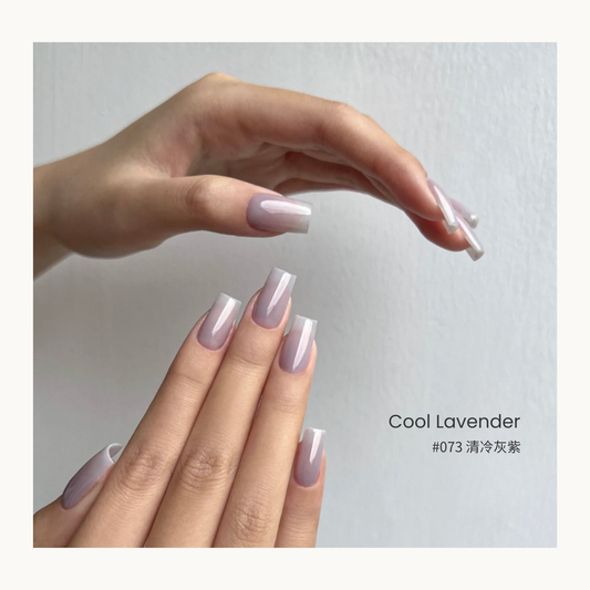Cool Lavender nail color gel manicure on two hands