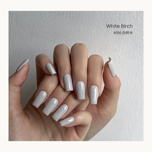 White birch opaque white gel nail polish manicure