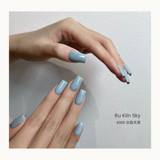Ru Kiln Sky pale blue gel nail polish manicure