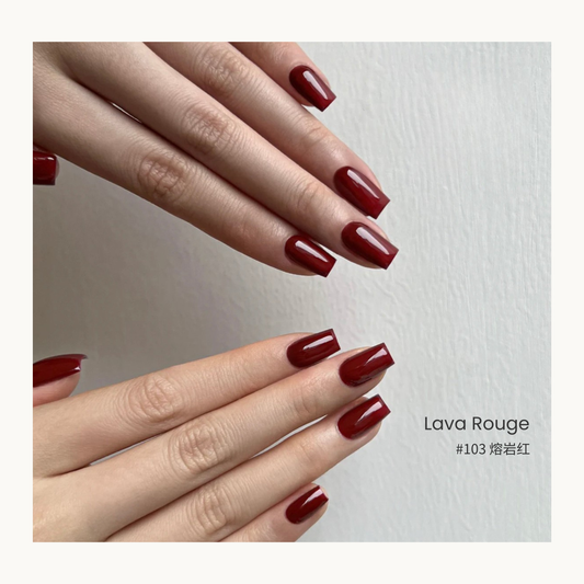 Lava Rouge nail color gel manicure on two sets of hands