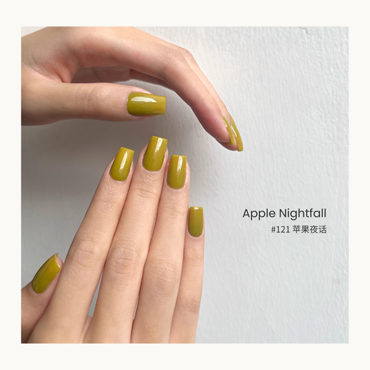 Apple Nightfall nail color gel manicure in yellow-green