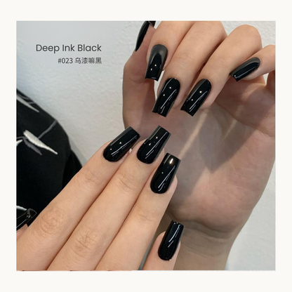 MODING Bottle Gel #023 Deep Ink Black — deep pure black nail gel swatch