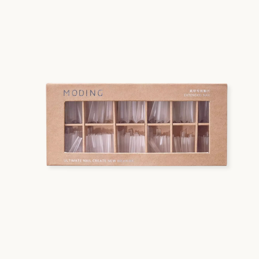 Clear BT-1 nail tips with C-curve design for professional nail extensions