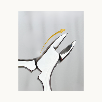 Close-up of MODING cuticle nipper showing blade opening direction for controlled trimming
