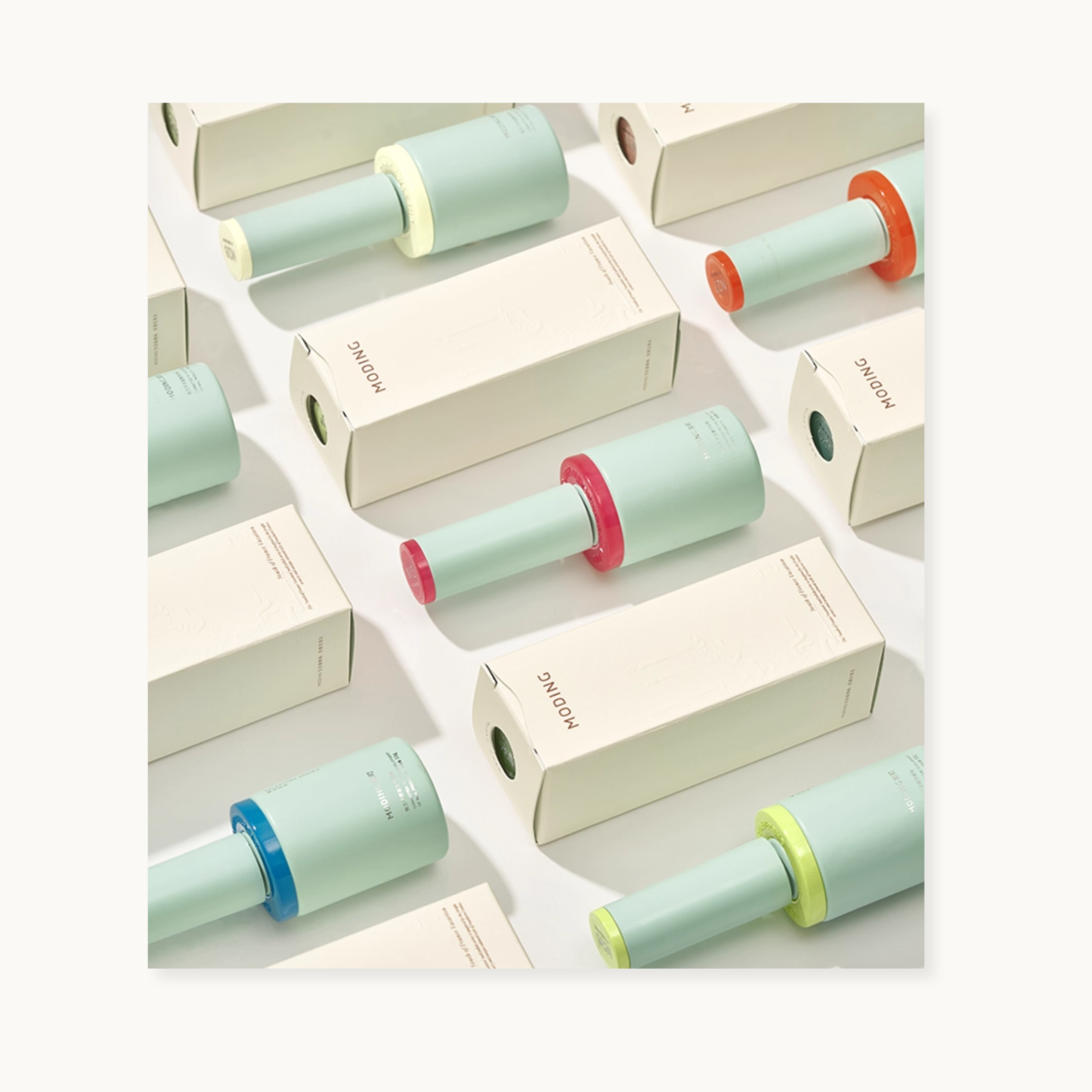 Main display of the hema-free, tpo-free and tmpta-free  gel brand Moding South of France Vacation Collection – 48 HEMA-free nail gel pot colors inspired by Mediterranean light.