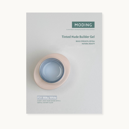 MODING F31 Milky White tinted nude builder gel A soft, waxy nude shade with a gentle, watery glow