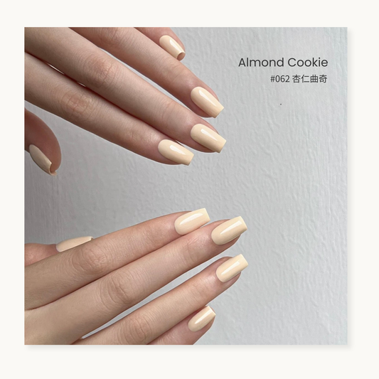 #062 Almond Cookie gel manicure on square nails