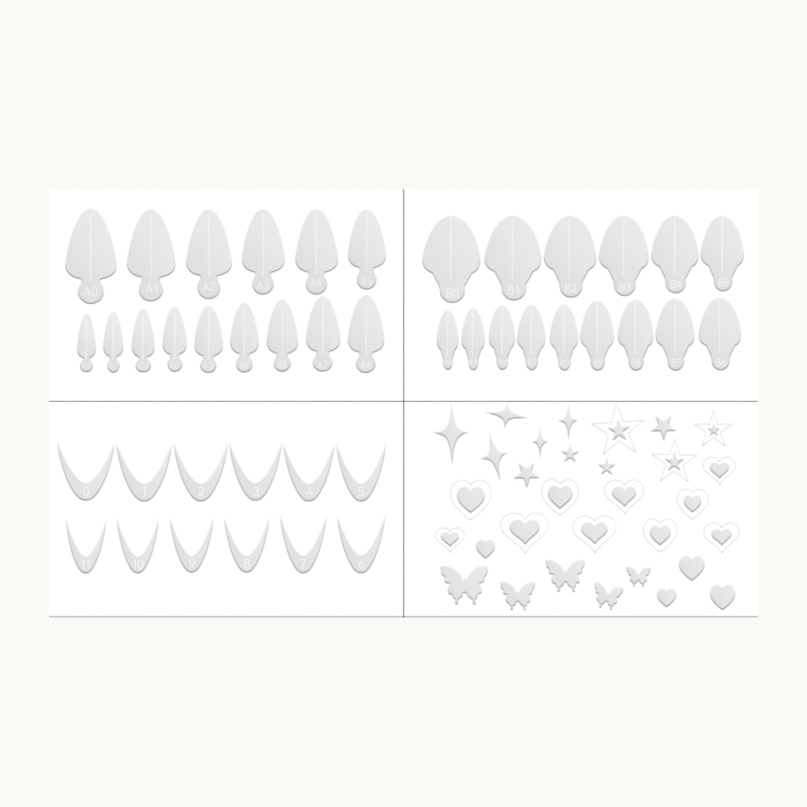 MODING Nail Mold Film Set – Reusable French and Hollow Nail Mold Sheets