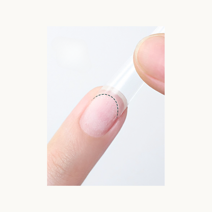 Applying nail tips with MODING nail glue showing alignment on natural nail surface
