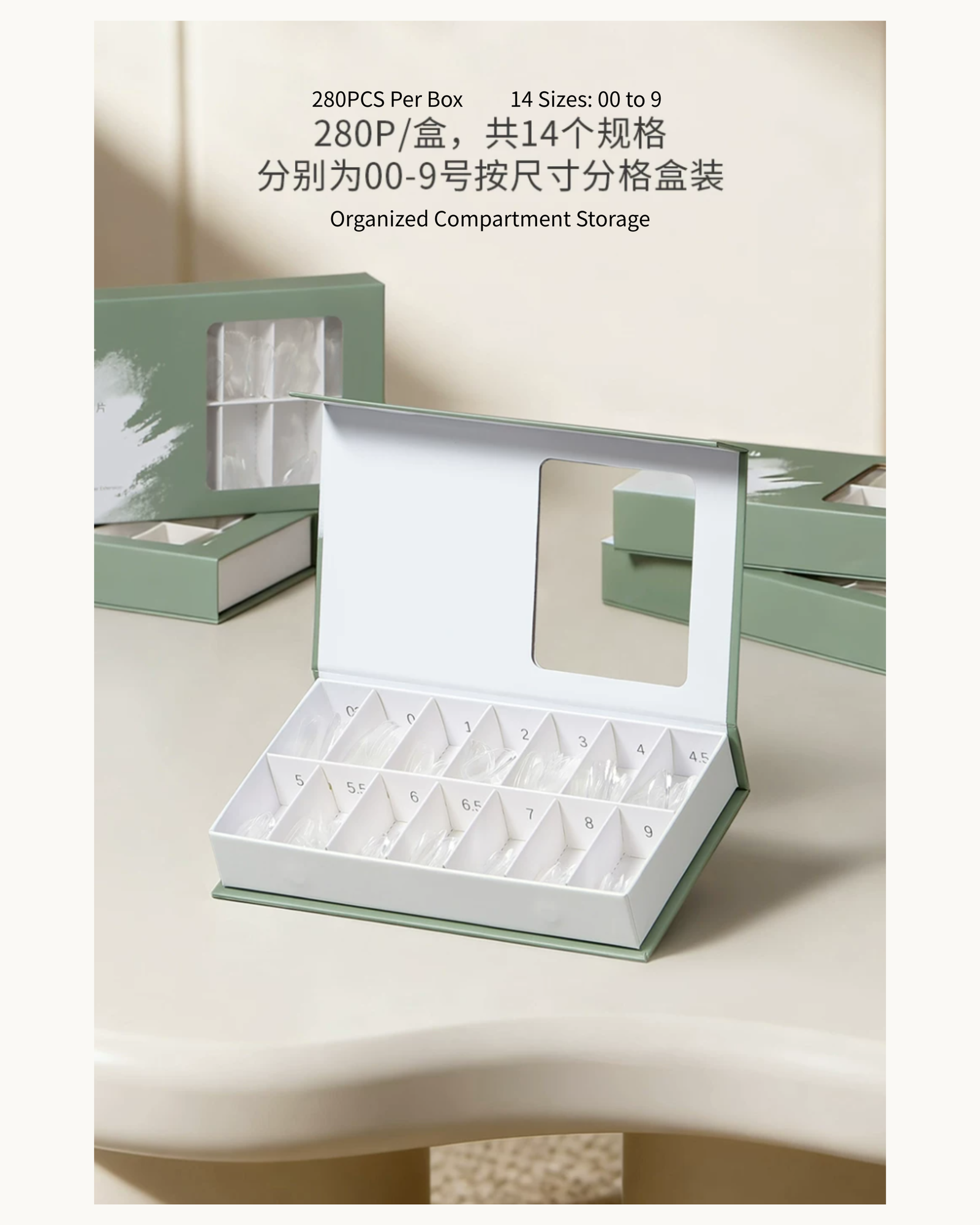 MR NAIL Gel X Nail Tips 280pcs (5 Shapes) - image 9