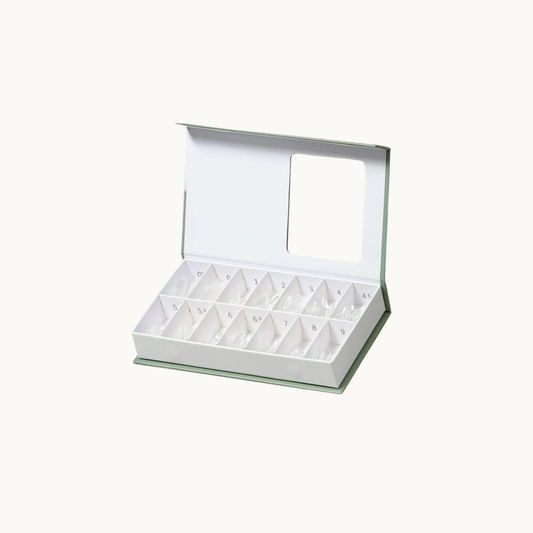 Mr Nail 280PCS Pre-Constructed Nail Tips Box - 14 Sizes (00-9) Organized Compartment Storage, Clear Full Cover Nail Tips for DIY Manicure