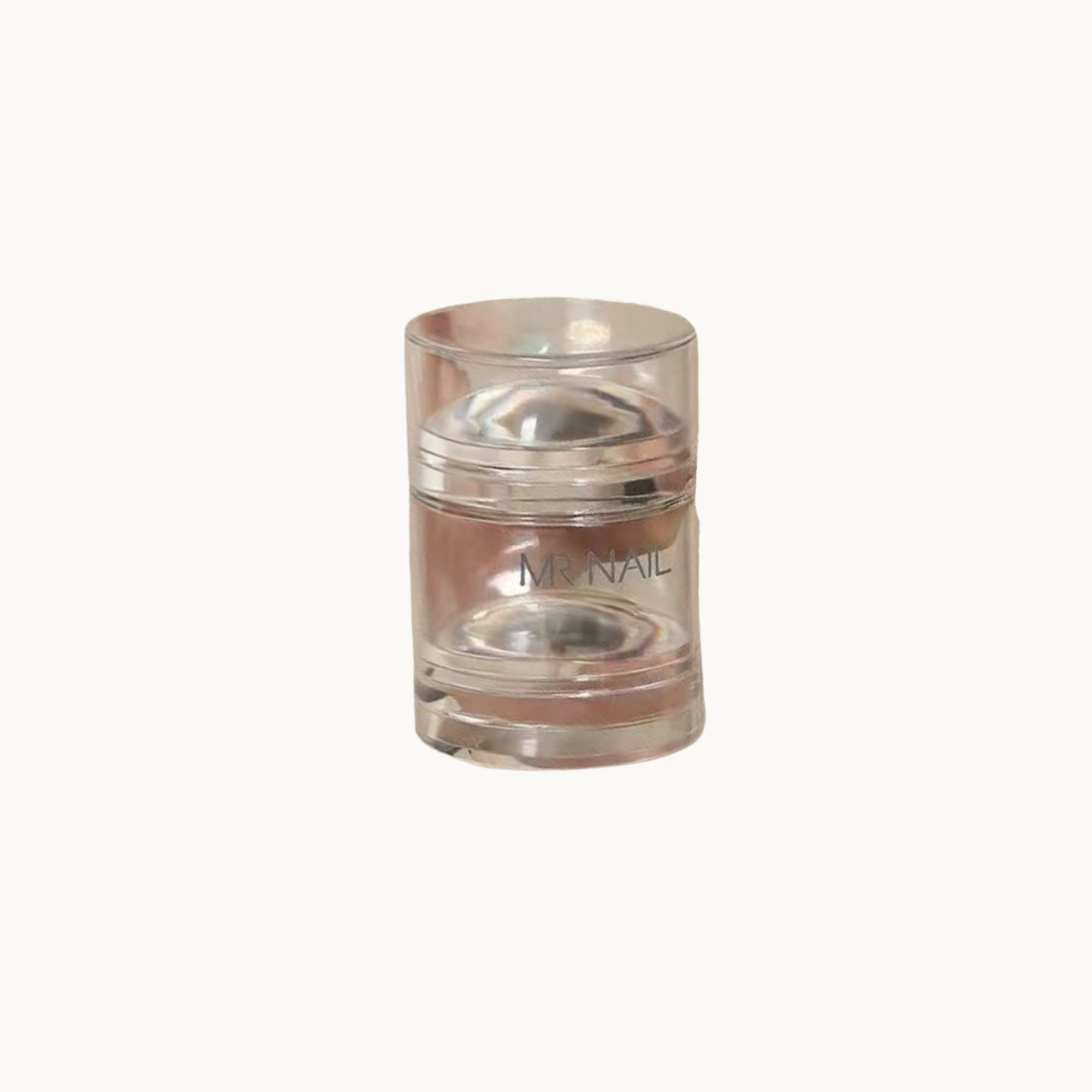 Clear silicone nail stamper showing 38.9mm diameter and 17mm height for precise stamping