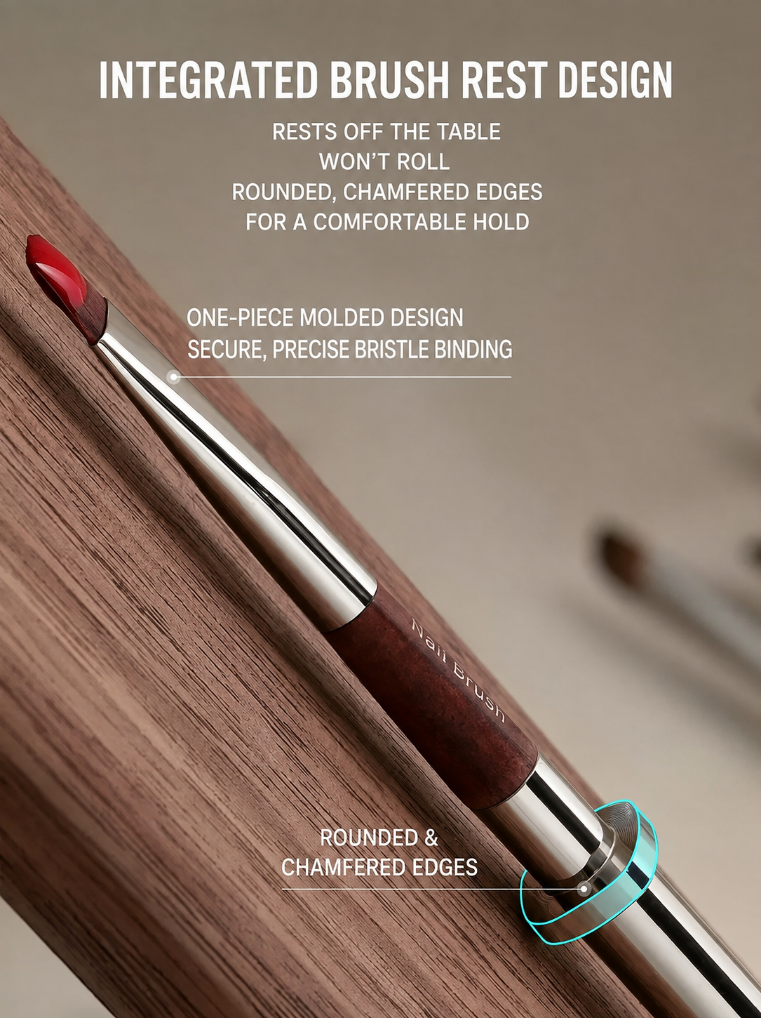 MR.NAIL integrated brush rest design detail