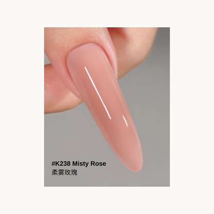 Misty rose jelly extension gel swatch K238 – muted rose nude builder gel for soft elegant nails