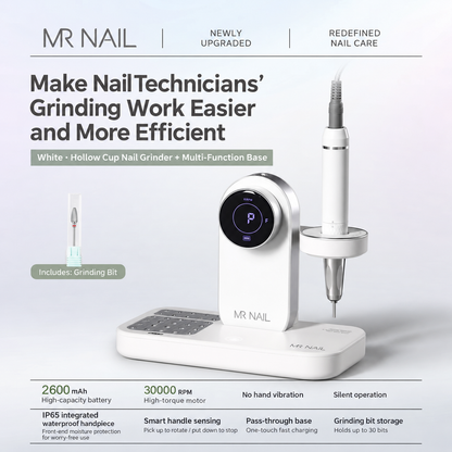 MR NAIL coreless cordless nail drill and multifunction base, white