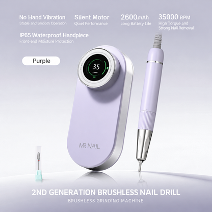 MR NAIL brushless cordless nail drill, purple, 35,000 RPM