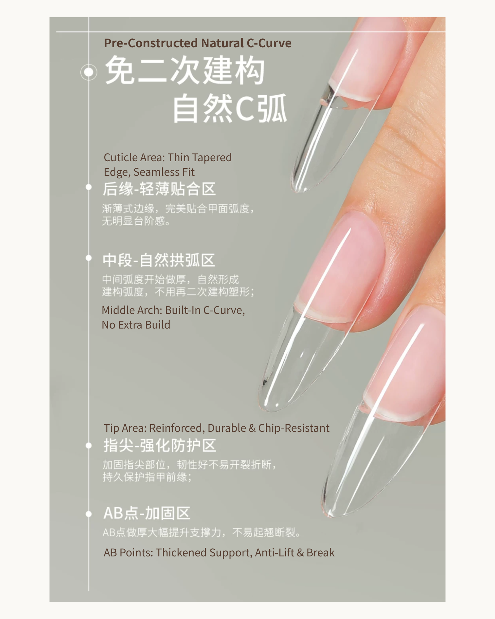 MR NAIL Gel X Nail Tips 280pcs (5 Shapes) - image 3