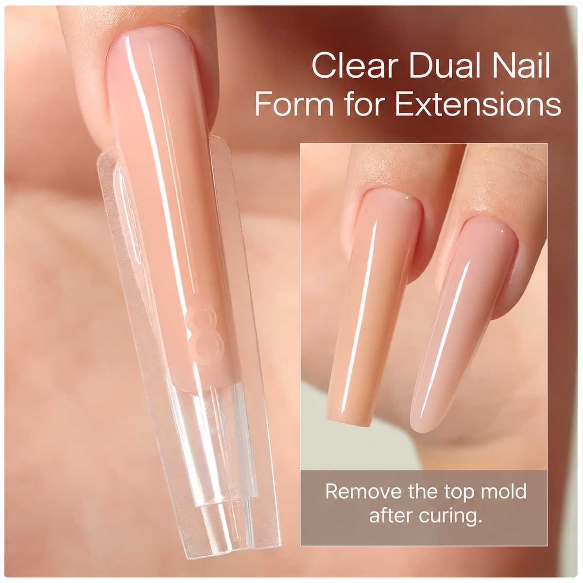 MR NAIL Sandwich Dual Nail Forms clear extension form shown on a nail