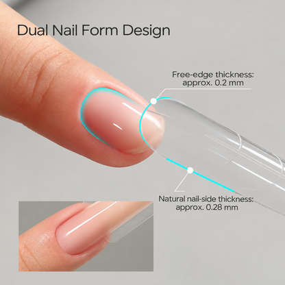 MR NAIL Sandwich Dual Nail Forms showing free-edge and nail-side thickness