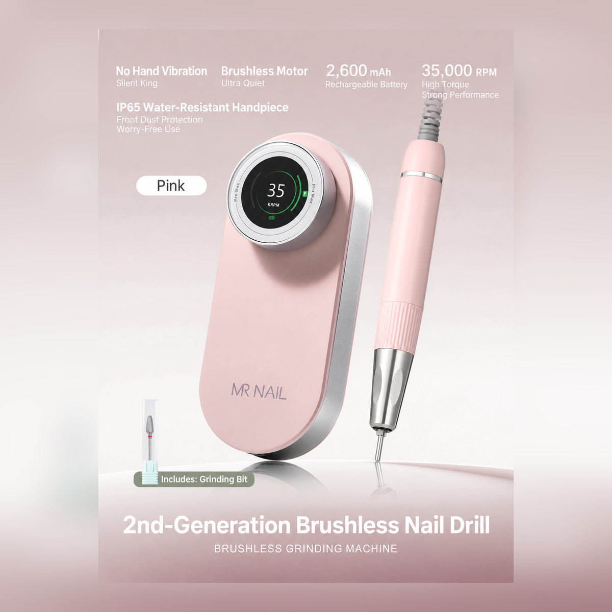 MR NAIL W908 second-generation brushless nail drill in pink