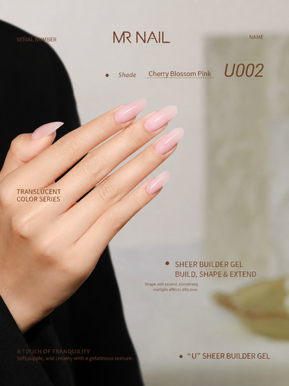 MR.NAIL U002 Cherry Blossom Pink sheer builder gel polish swatch