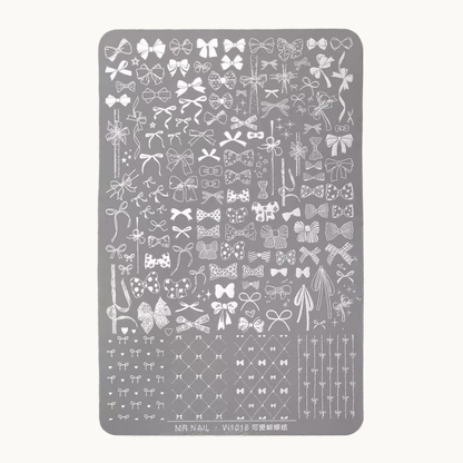 MR NAIL W1018 cute bow nail stamping plate large bowknot engraving design
