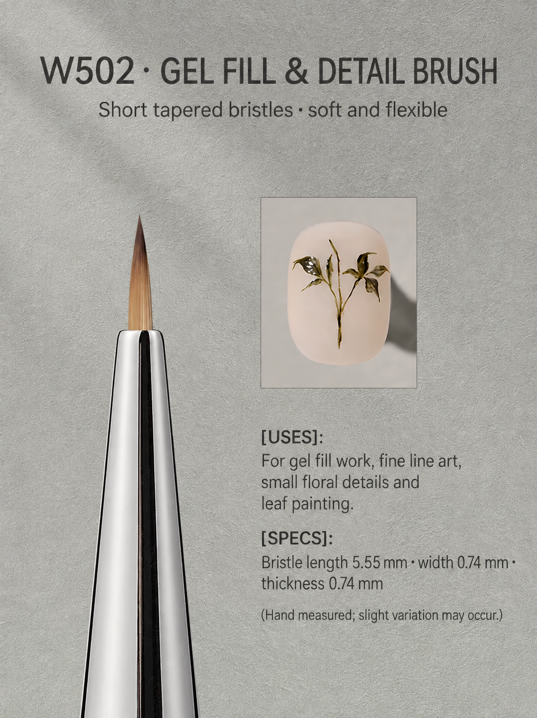 MR.NAIL W502 gel fill and detail brush — English-localized product detail