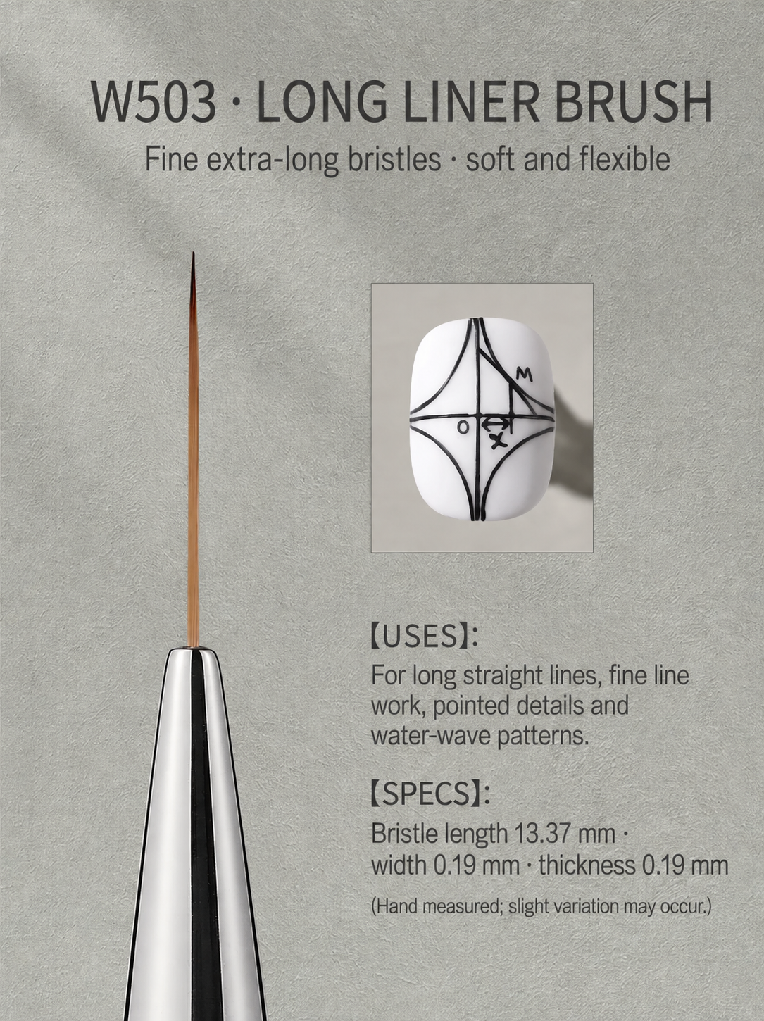 MR.NAIL W503 long liner brush — English-localized product detail