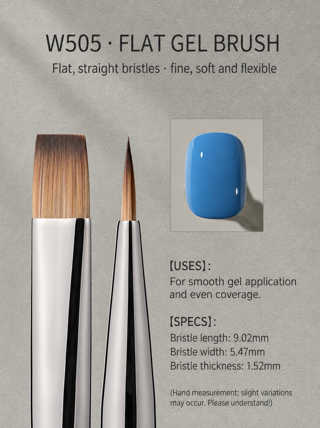 MR.NAIL W505 flat gel brush — English-localized product detail