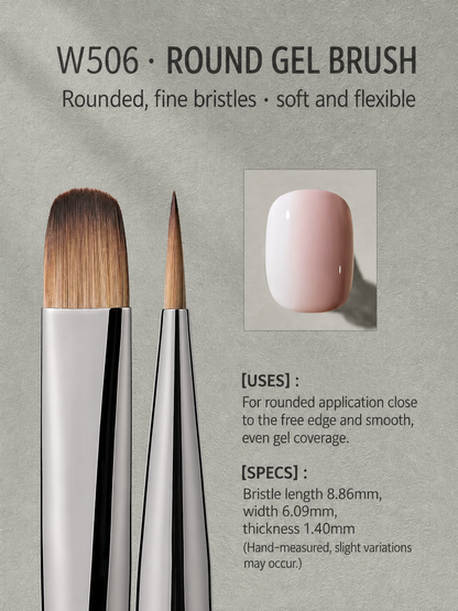 MR.NAIL W506 round gel brush — English-localized product detail