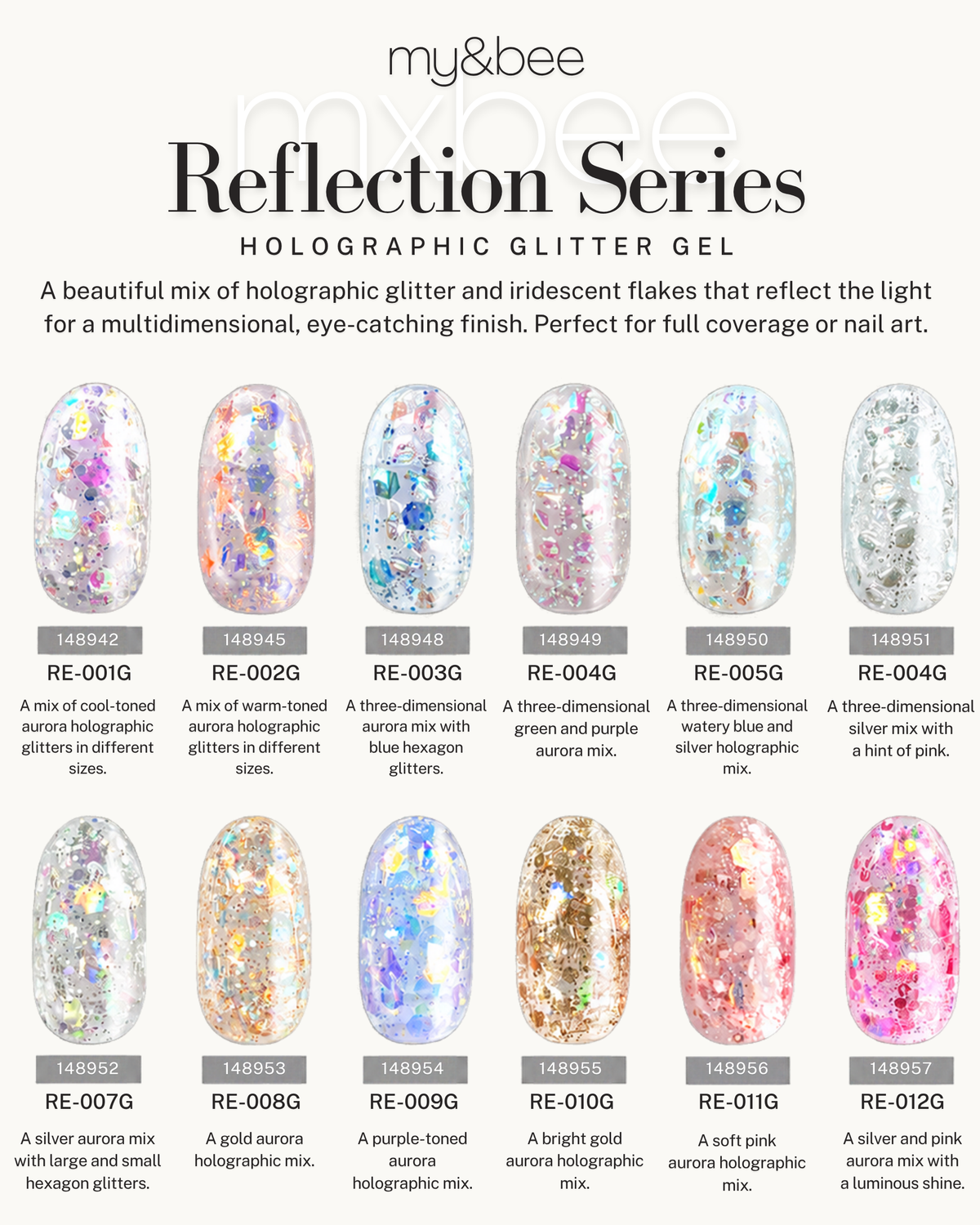 my&bee Reflection Glitter Series 4g 【RE-001G-RE012G】 - image 1