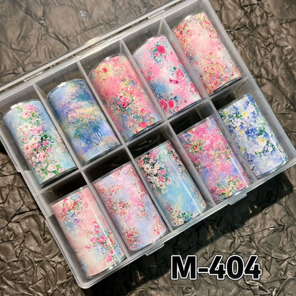 Nail Formula floral nail art transfer foil set, M404 design